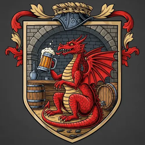 Medieval Coat of Arms Design for Brewery | Cellar Dragon & Frothy Beer