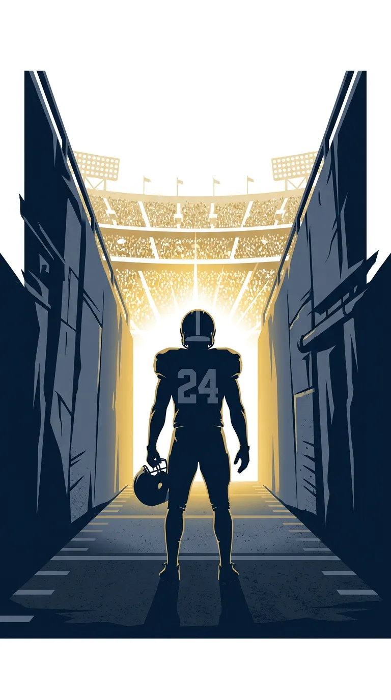 Dramatic Football Player Illustration in Tunnel