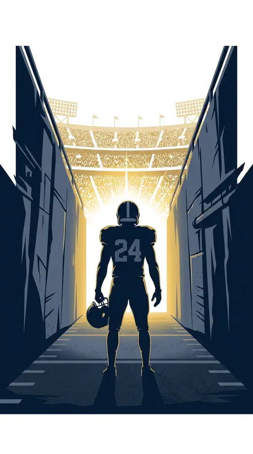 Dramatic Football Player Illustration in Tunnel