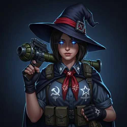 Captivating Witch with Grenade Launcher | Enigmatic Eastern European Figure