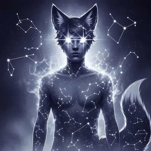 Celestial Being with Translucent Aura & Fox Features | Cosmic Fantasy