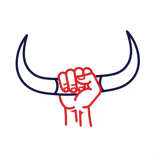 Hand Holding Bull's Horns Logo Design