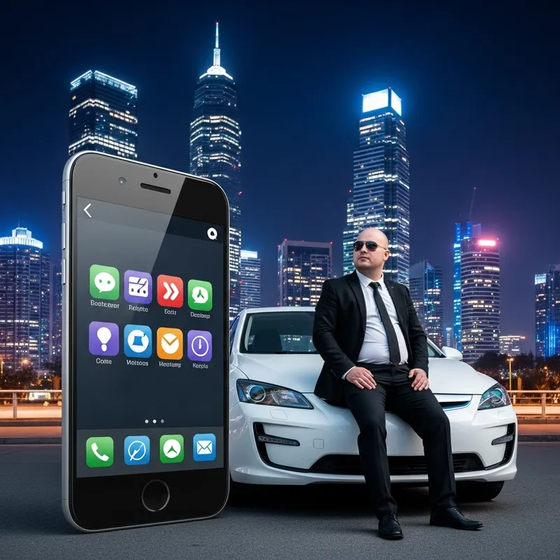 David Lopresti with Large iPhone in Stylish Urban Setting David Lopresti with Large iPhone in Stylish Urban Setting