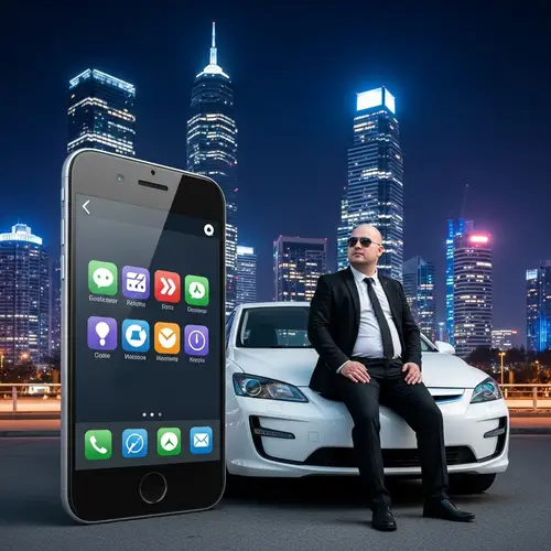 Mobile User Interface and Night Cityscape - Modern Urban Aesthetic