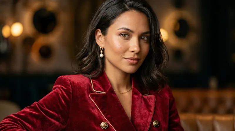 Elegant Velvet Jacket Portrait - Photorealistic Close-Up