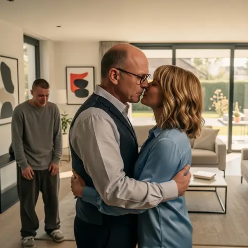 Emotional Scene in a Modern House Interior