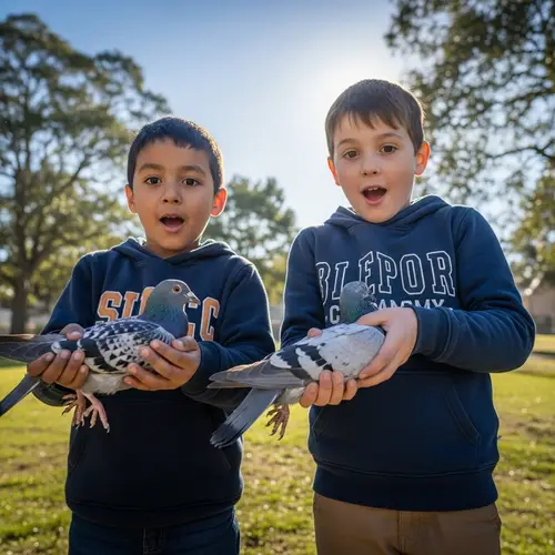 Young Boys Catch Pigeons: Heartwarming Scene Captured
