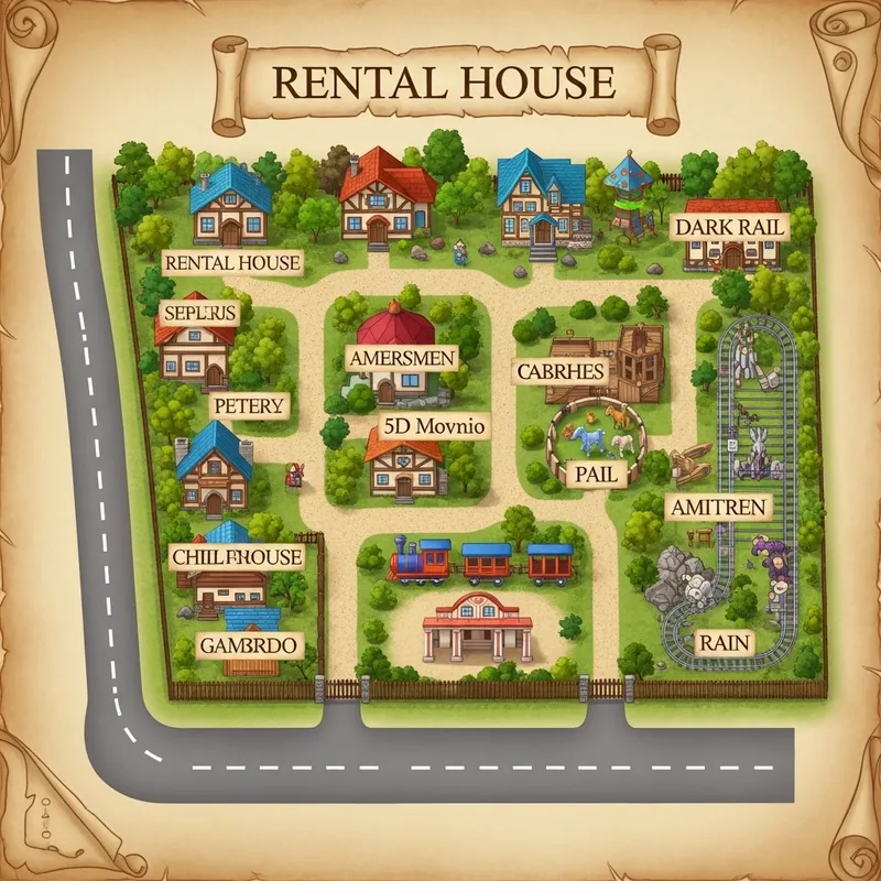 Vintage Fairy Tale Houses & Theme Park Map