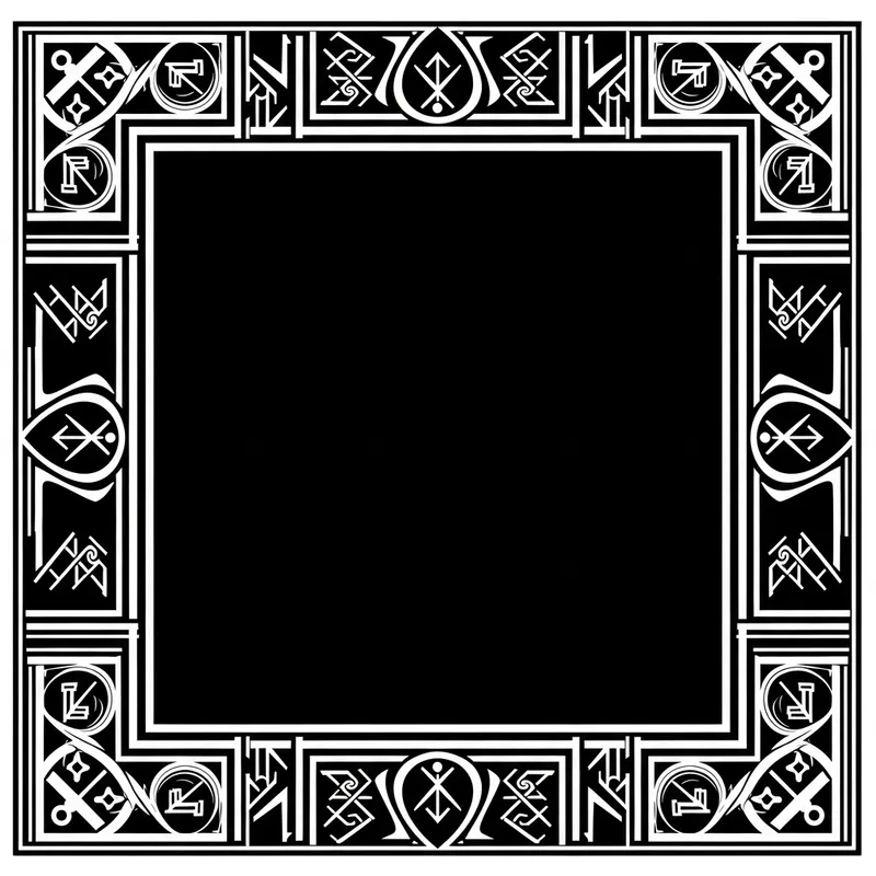 Black Square with White Narrow Medieval Border