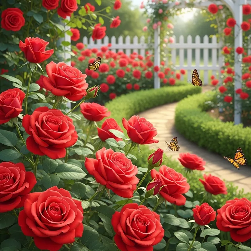 Vibrant Spring Rose Garden | Captivating Details & Butterflies