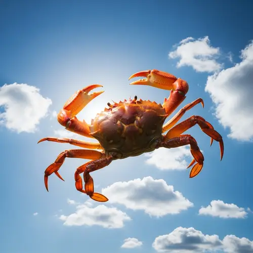 Vibrant Crab in Majestic Sky | Surreal Imagery