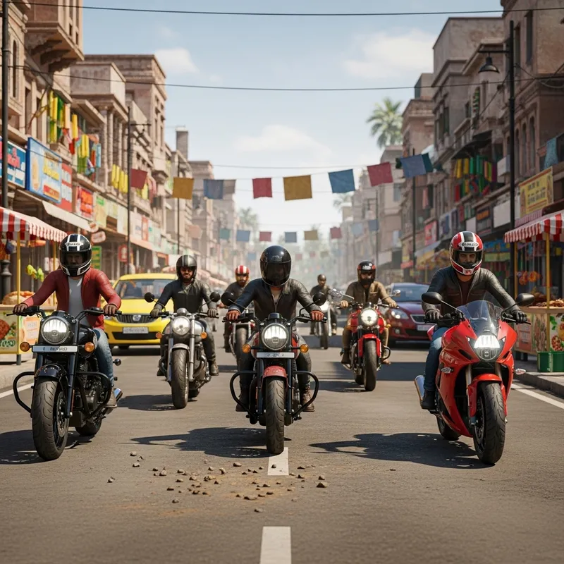 Indian Bike Driving Game | Diverse Riders Race in Bustling City