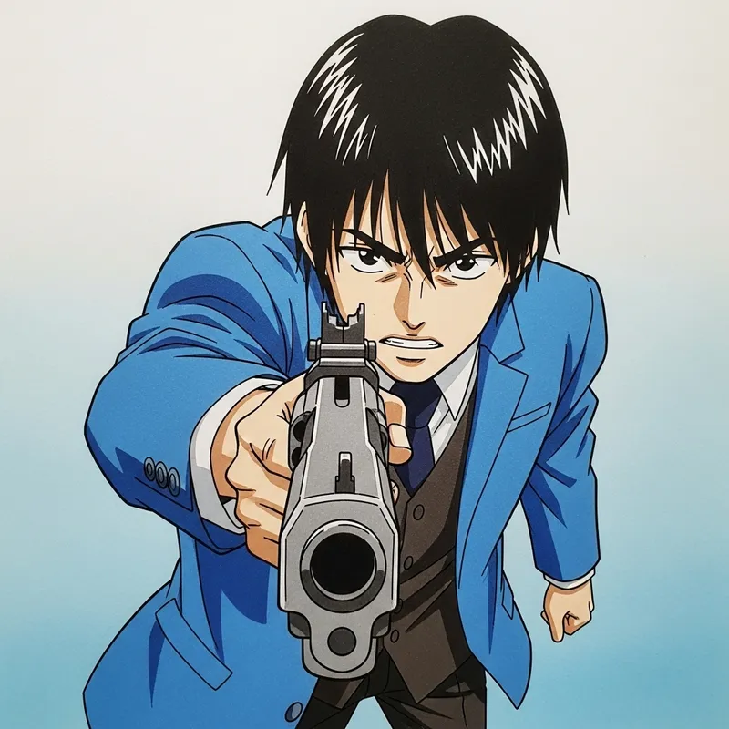 High Perspective Manga Drawing of a Man Holding Gun, Featured on Pixiv High Perspective Manga Drawing of a Man Holding Gun, Featured on Pixiv
