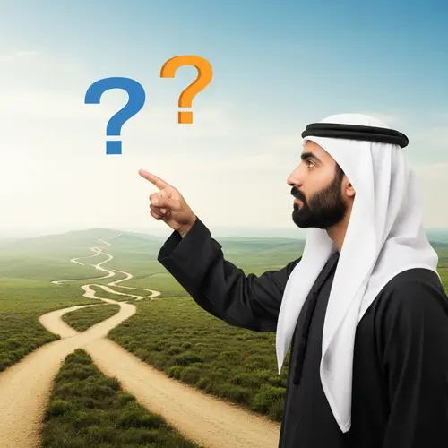 Middle-Eastern man looking towards horizon with uncertainty