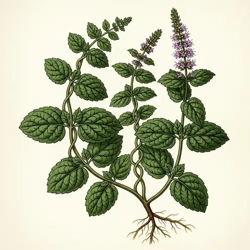 Stunning Botanical Illustration of Peppermint Plant