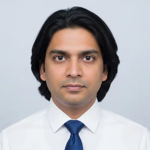 Formal Passport Style Photograph of South Asian Mid-30s Man