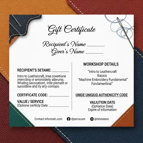 Creative Workshop Gift Certificate Template | Leather, Sewing, Embroidery