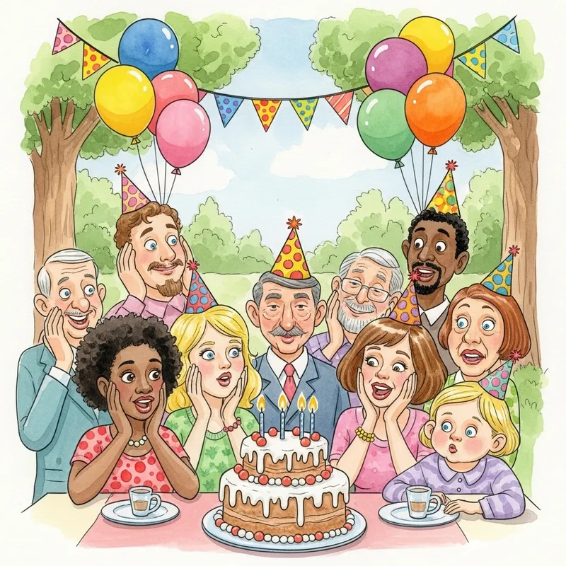 Playful Birthday Surprise Watercolor Art