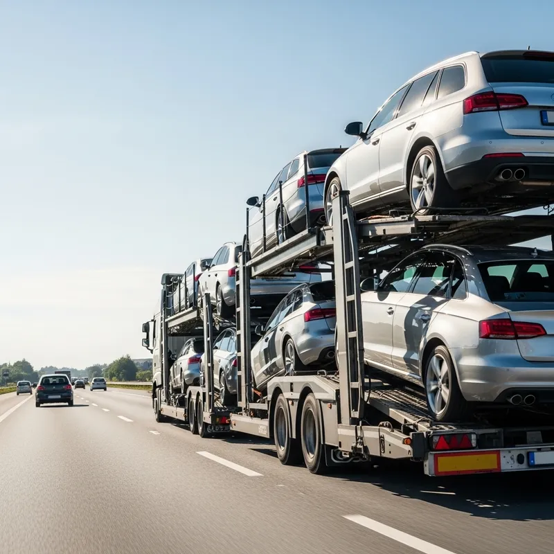Trailer Transporting Cars on the Highway