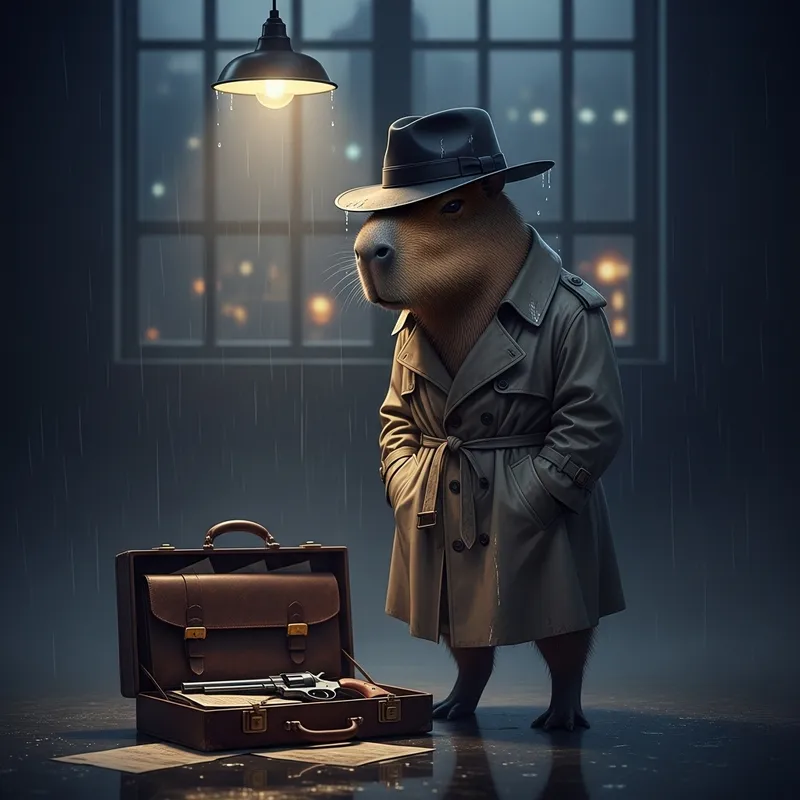 Capybara Detective: Mysterious Noir Attire