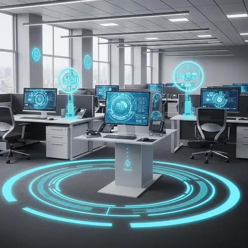 Futuristic Office Scene: Seamless Technology Integration | Corporate