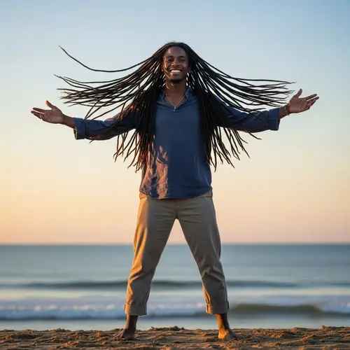Inspiring Black Individual with Stunning Dreadlocks and Resilient Aura