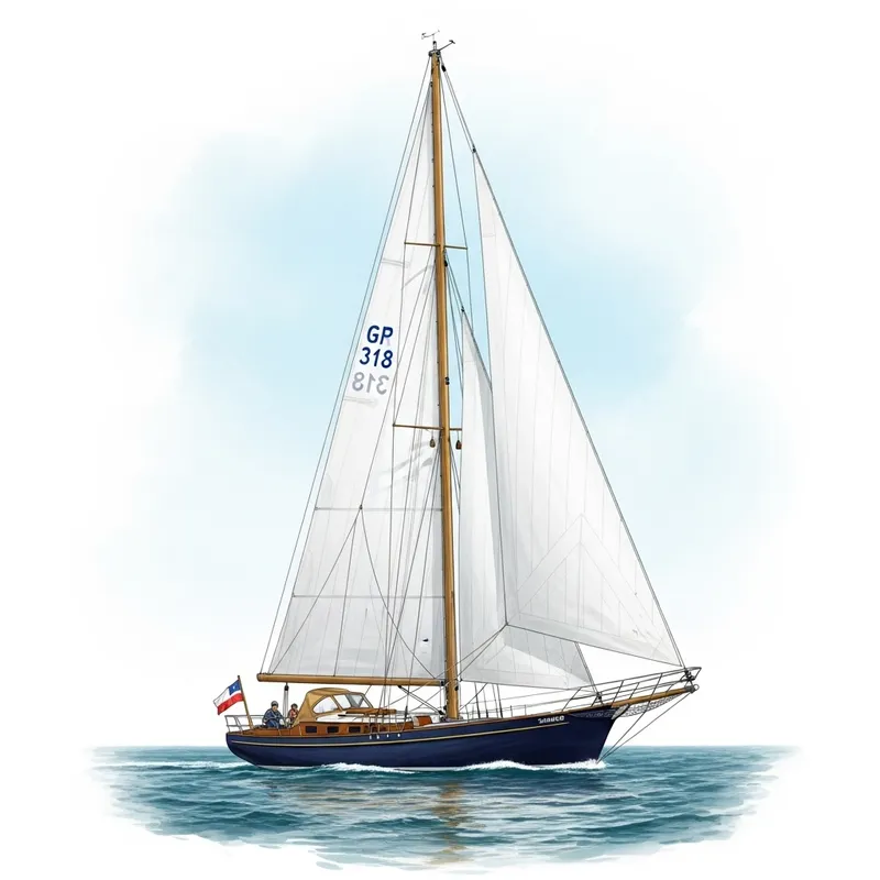 Vintage Illustration of Scanmer 33 Sailing Ship