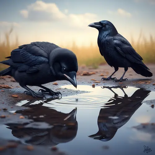 Photorealistic Strong Baby Crow in Fantastic Realism