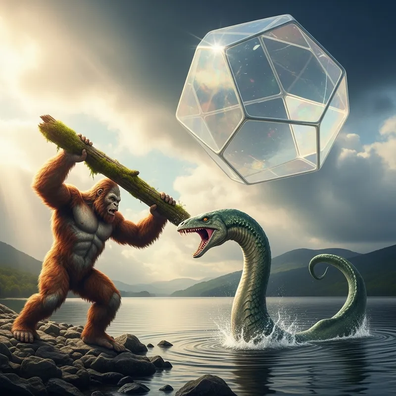 Epic Bigfoot vs Loch Ness Monster Battle in Fantastical Encounter