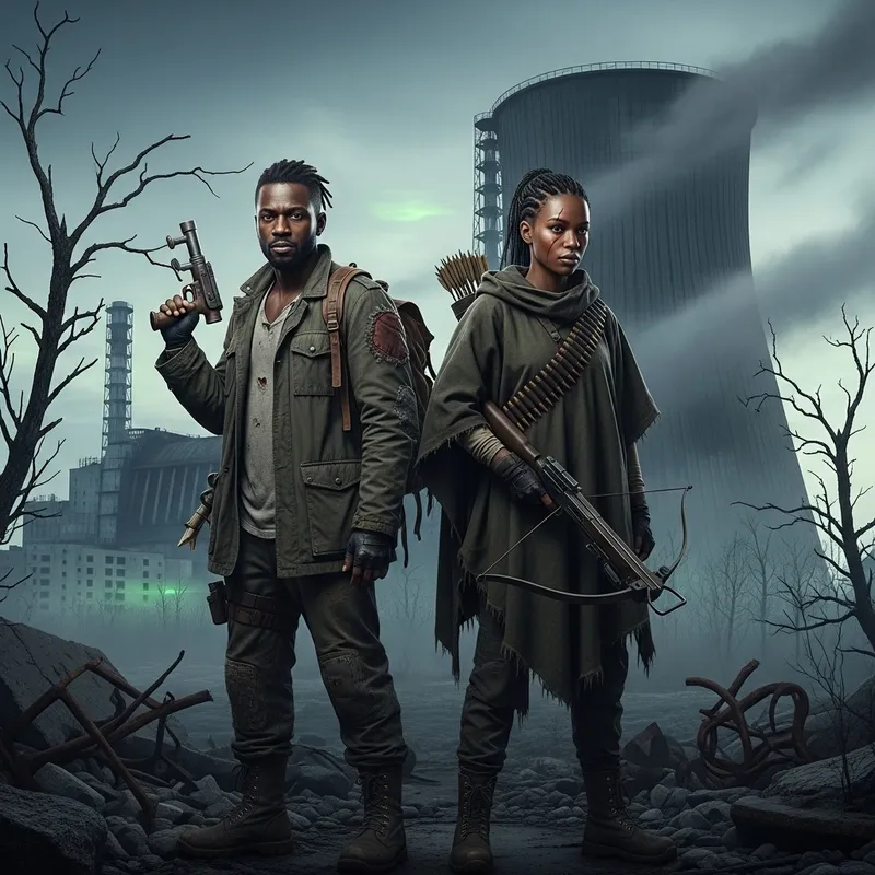 Dark Chernobyl Stalker Game Characters in Post-Apocalyptic Setting