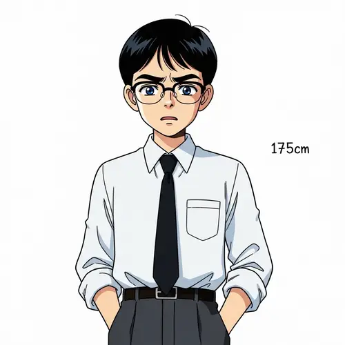 Enigmatic Teenage Boy in 80s Japanese Anime Style