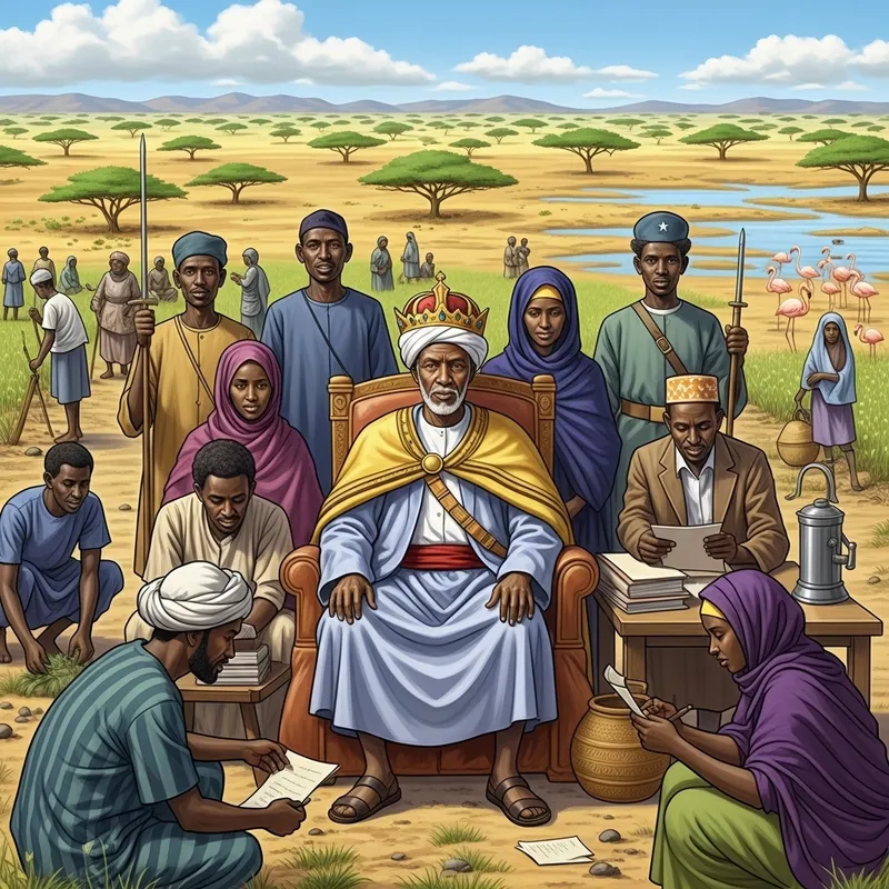 Somali Sultan and Diverse Workers: Medieval Scene | Somalia
