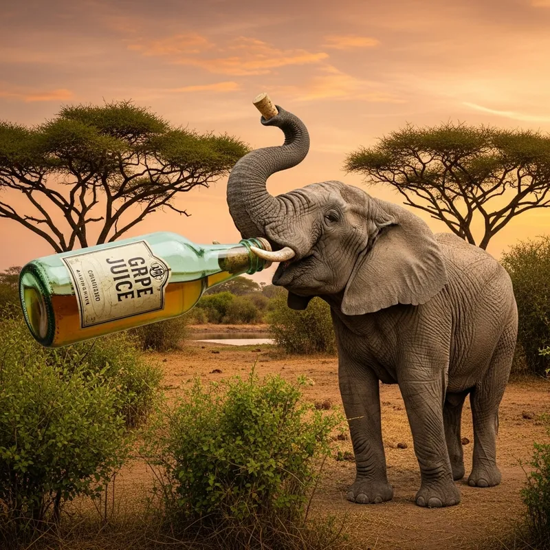 Elephant Pretending to Drink Grape Juice | Wildlife Humor