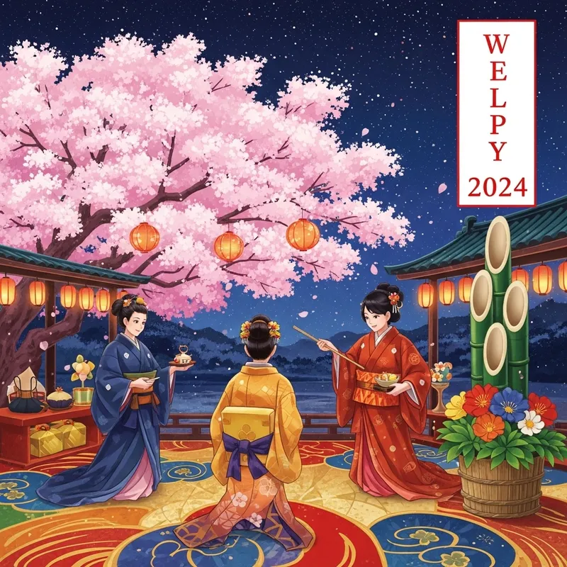 Vibrant 2024 Celebration: Cherry Blossom Tree