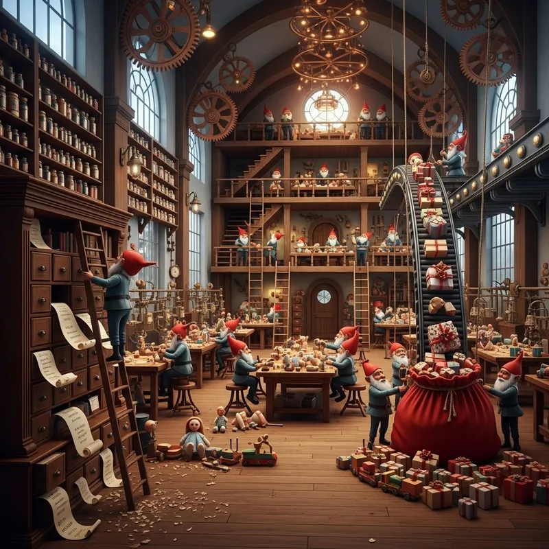 Enchanting Toy Workshop with Gnome Craftsmen | Fantasy Toy Factory
