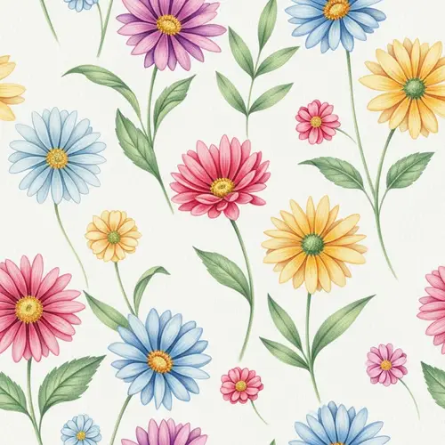 Floral Pattern Design with Colored Pencils for a Light Atmosphere