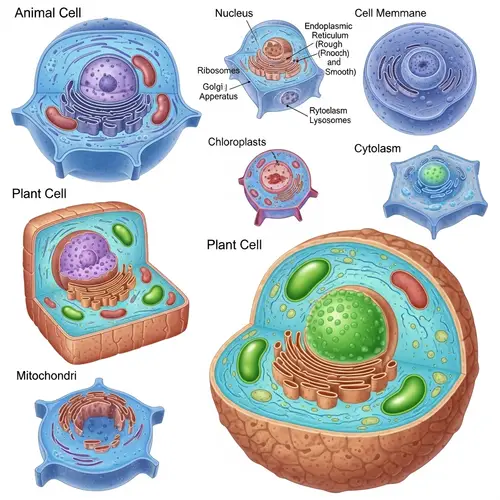 Biological Cell Images: Animal, Plant, and Bacteria Cell Depictions
