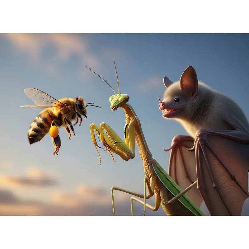 Bee, Mantis, Vampire Bat - Surreal Encounter of Unique Creatures