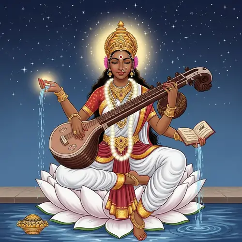 African Goddess Saraswathy Illustration