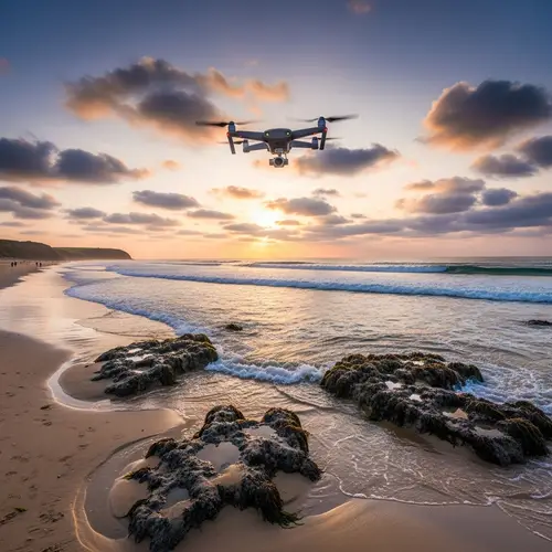Drone Captures Serene UK Beach Scene