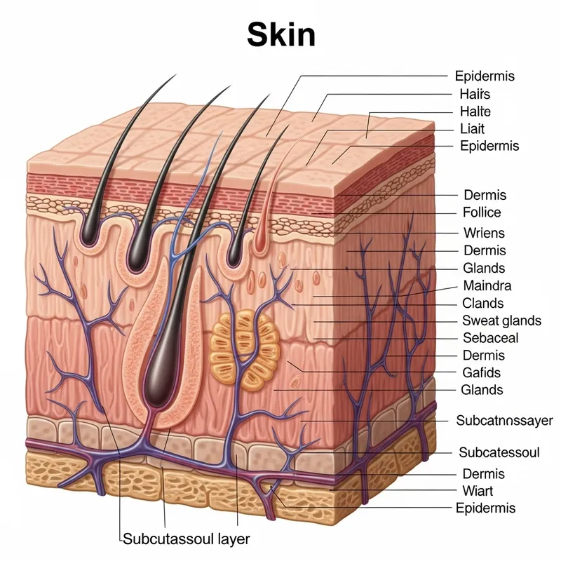 Detailed Cross-Section Illustration of Human Skin