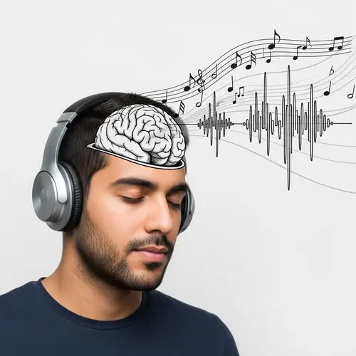 Middle-Eastern Man Immersed in Music | Headphones Visualization