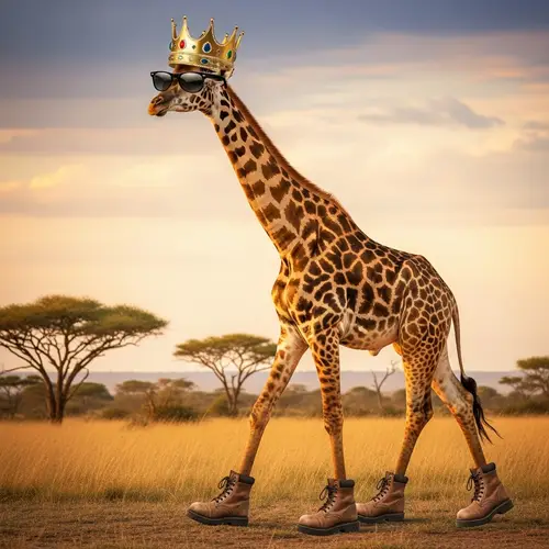 Tall Giraffe with Sunglasses, Crown & Boots