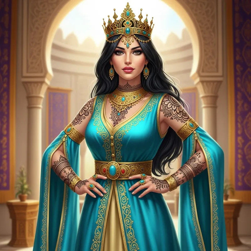 Fictional Arabian Princess Jasmine | Turquoise Dress & Golden Jewelry Fictional Arabian Princess Jasmine | Turquoise Dress & Golden Jewelry