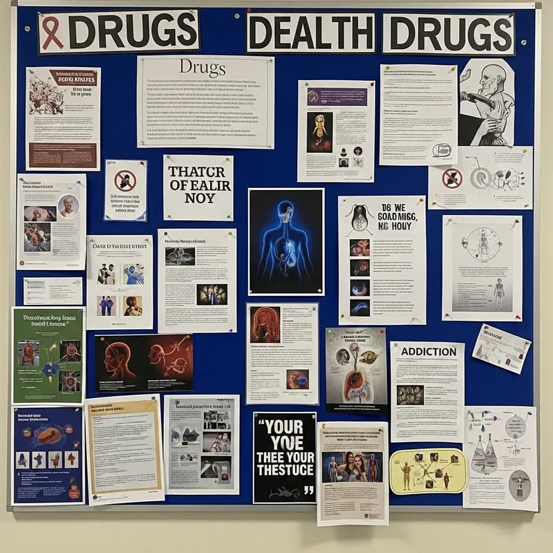 Educational Bulletin Board on the Dangers of Drugs: Info, Images, Quotes