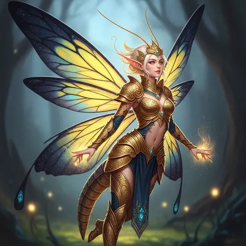 Enchanting Female Faerie in Insect Form