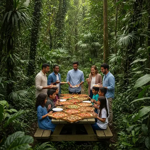 Jungle Pizza Party: Colorful Feast in the Heart of Nature