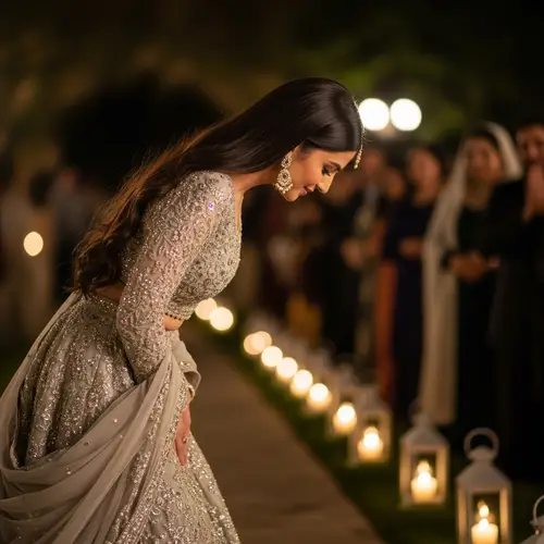 Elegant South Asian Princess in Intricate Gown
