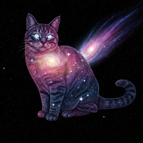 Celestial Feline: Enigmatic Galaxy Cat in Cosmic Splendor