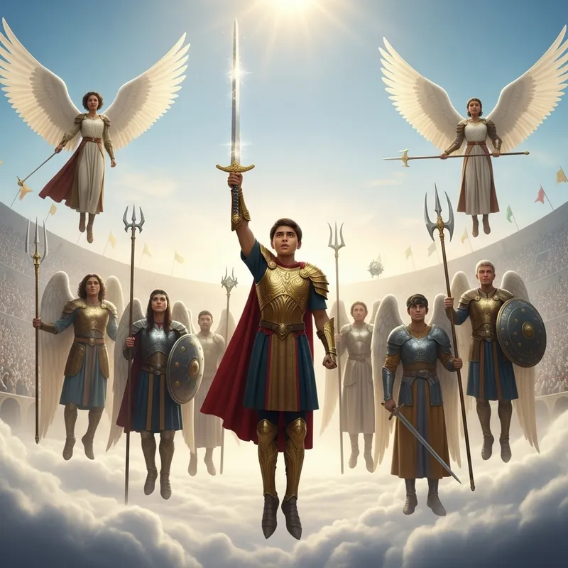 Celestial Warriors: Miguel and His Angelic Allies Prepared for Battle